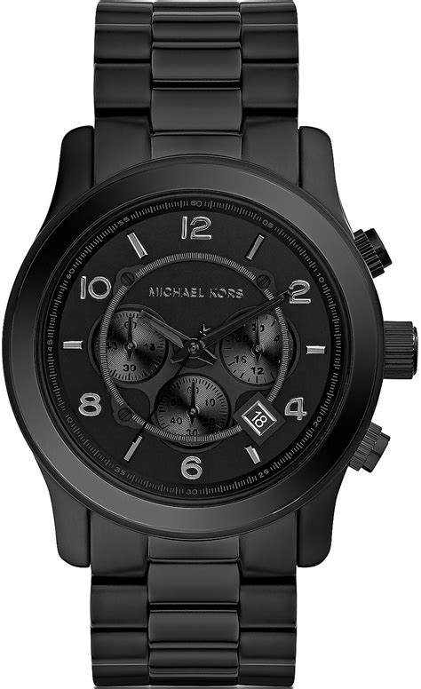 michael kors black leather mens watch|michael kors clear band watch.